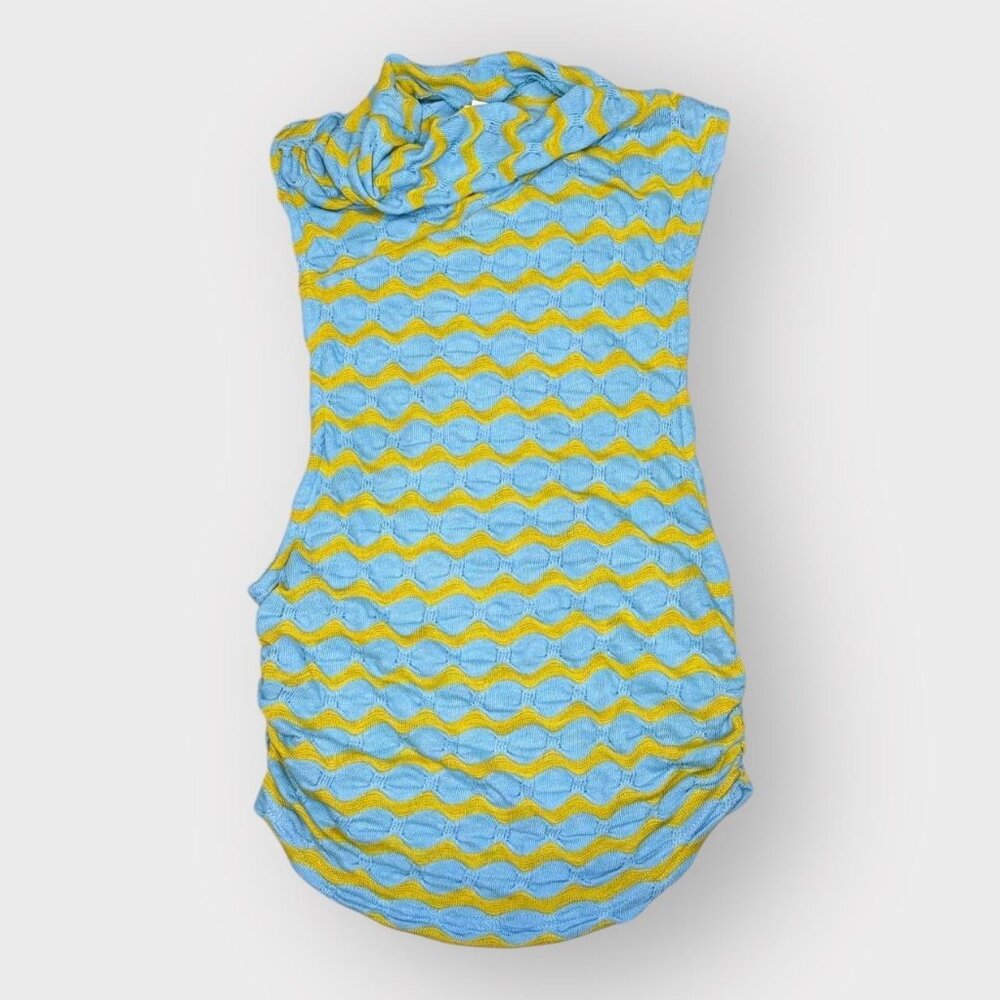 Blue & Lime Green/yellow Textured Knit Tank Top free people